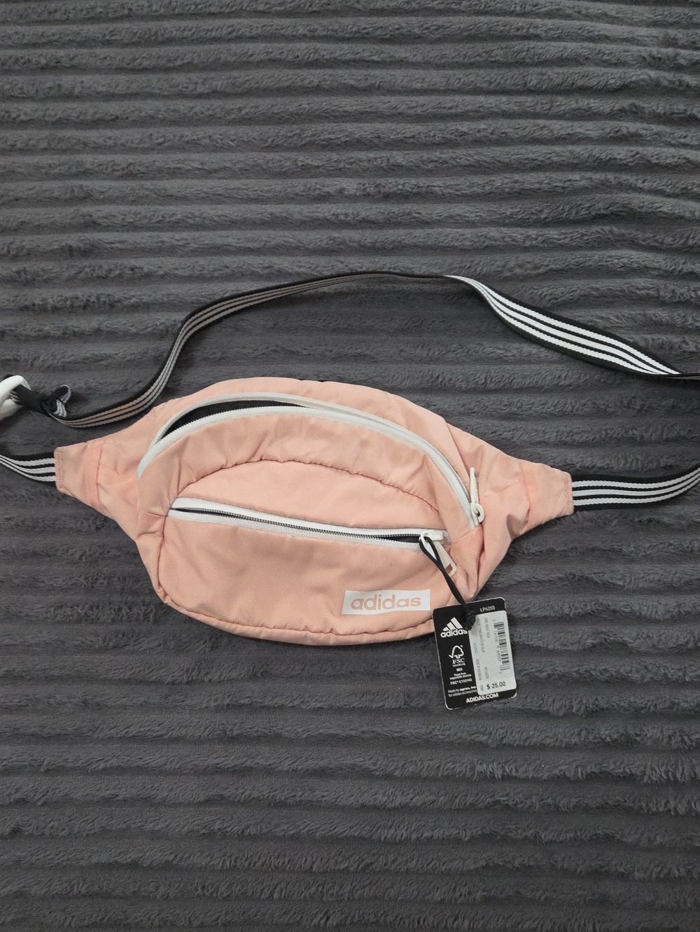 adidas Blush Pink Adjustable Stripe Waist Pack